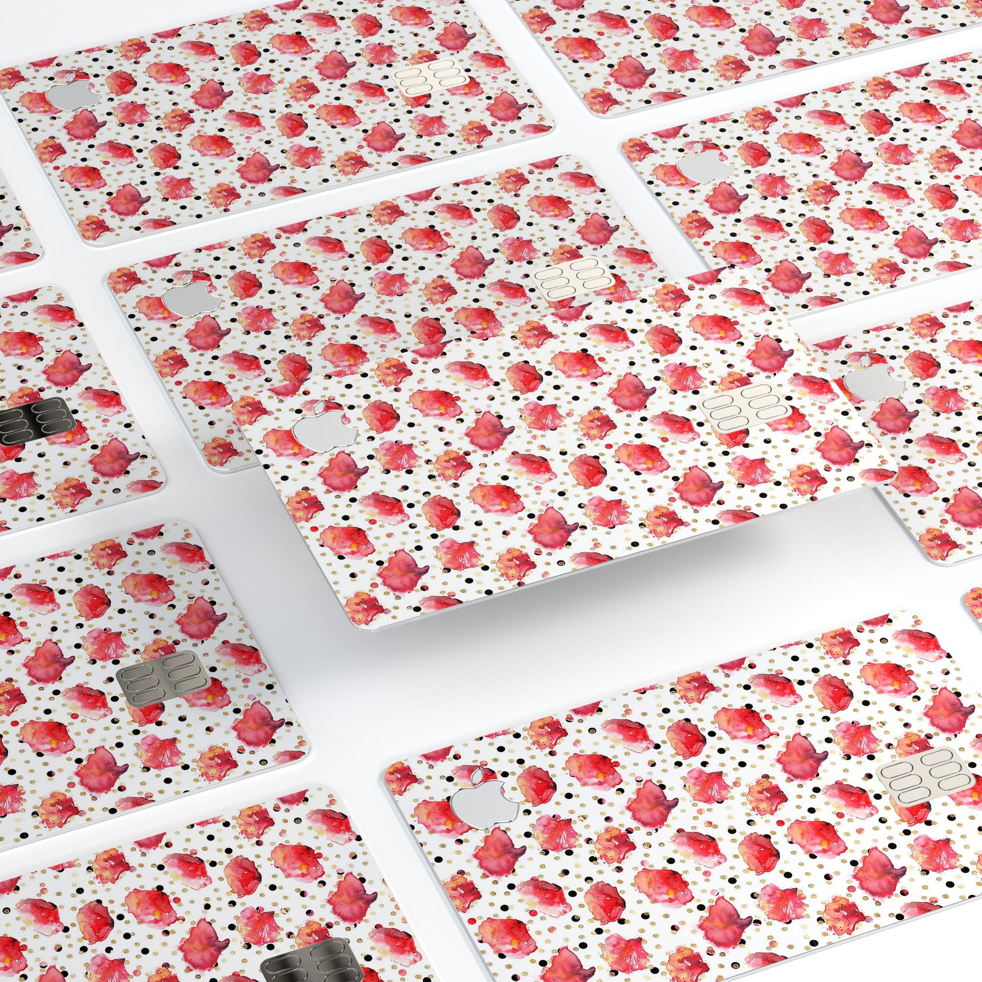 Karamfila Watercolo Poppies V3 decal skin applied on an Apple Card, showcasing vibrant colors and a sleek design.